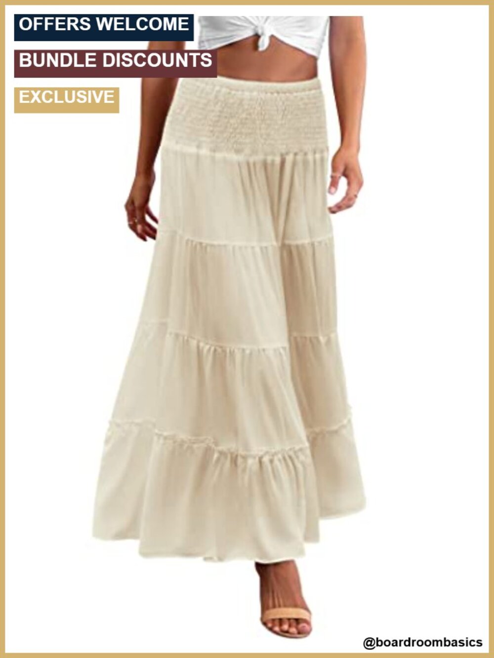 Women Zeagoo Tiered High Waist Maxi Skirt 100% Polyester A-Line Double Layer